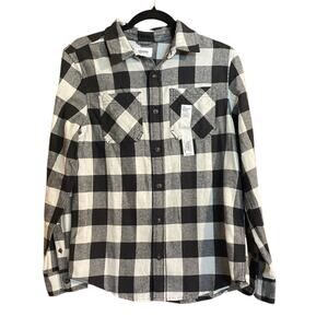 Black & White Boys L Buffalo Plaid Flannel Long Sleeve Shirt Sonoma Button Up